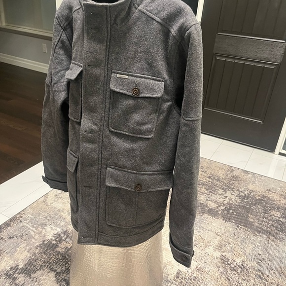 WOODS LONDON 🇬🇧GREY PEA Coat size extra large very sharp jacket🇬🇧 fall mod - Picture 14 of 17